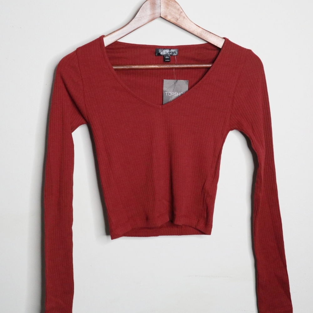 ✨NWT✨ Top Shop longsleeve ribbed crop top